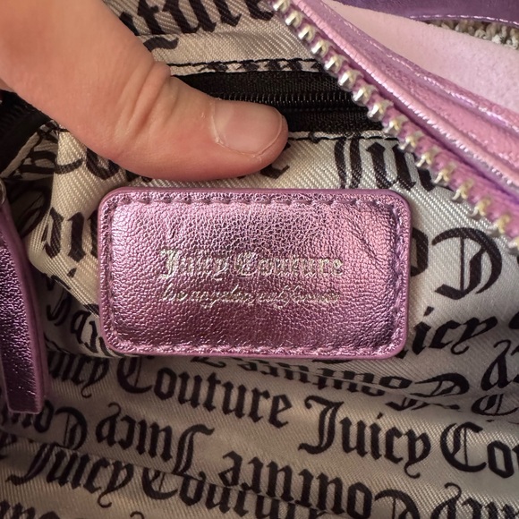 Juicy Couture Purple Lavender Velvet Barrel Shoulder Bag Pearls NWT - Picture 5 of 7
